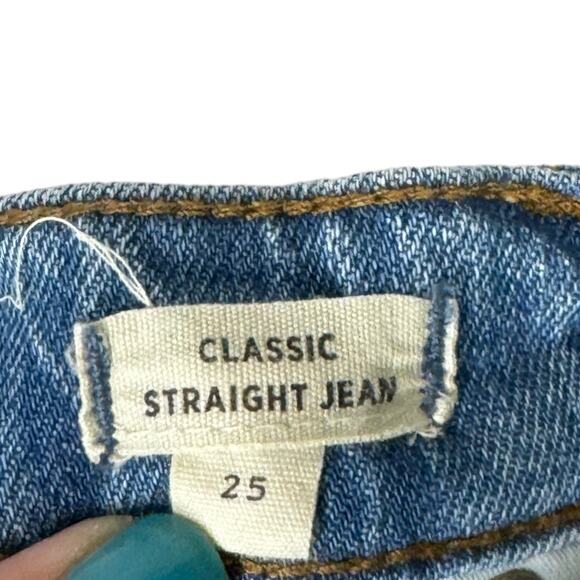 Madewell Classic Straight Jean 25 Corrie Wash Step Hem High Rise Distressed - Picture 9 of 10